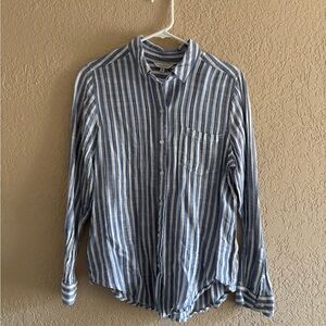 Blue White Linen Shirt